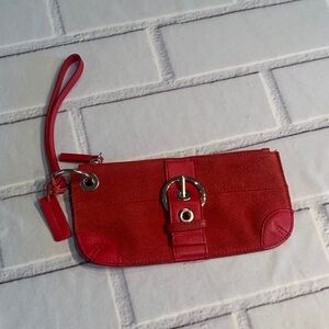 Bath & BODY Red Leather Wristlet Buckle Detail